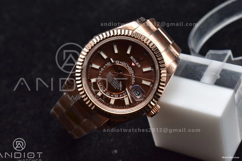 on RG Bracelet Best A23J Brown Dial Skydweller Noob Sleek Edition RG 1103 0210